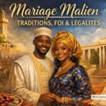 Mariage malien traditionnel religieux civil couple en tenue africaine